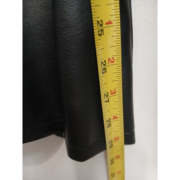 Louise Paris Faux Leather Jacket Sz S Black Mid Snaps Pockets Back Belt Modern - Picture 10 of 14